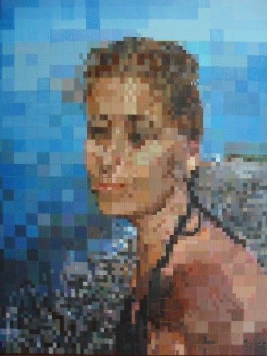 dipinto in pixelart, acrilico su tela